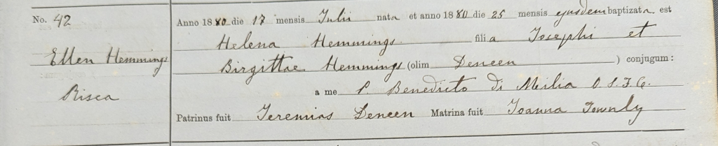 Baptism of Ellen Hemmings