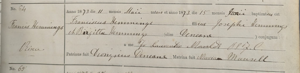 Baptism of Francis Hemmings