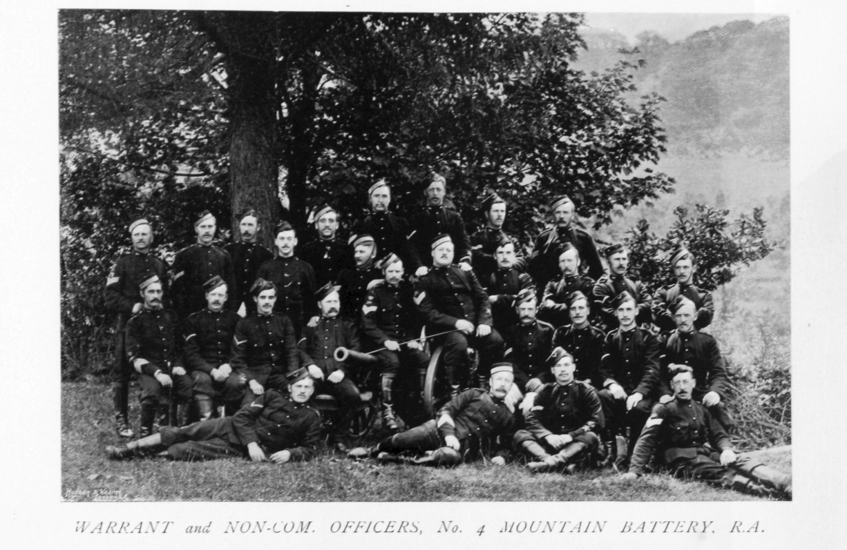 No. 4 Mountain Battery R.A - Warrant and Non-com Officers. Navy & Army Illustrated magazine, 1896.