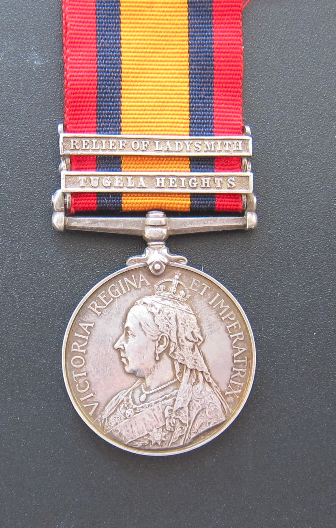 Queen's South Africa Medal with Tugela Heights and Relief of Ladysmith clasps.